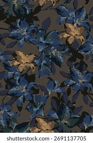 design têxtil manual com bela imagem padrão de flores abstratas