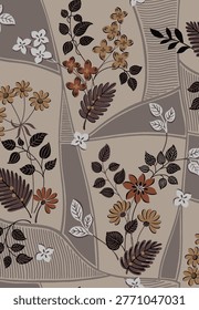 manually textile design with beautiful decoration flowers patten image