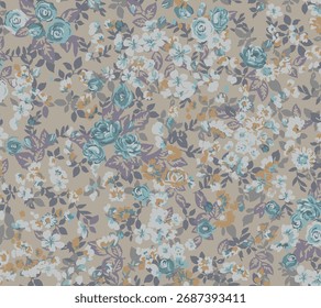 design têxtil manual com belas flores decorativas padrão imagem