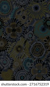 design têxtil manual com belas flores decorativas padrão imagem