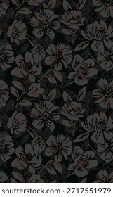 design têxtil manual com belas flores decorativas padrão imagem