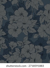 design têxtil manual com belas flores decorativas padrão imagem