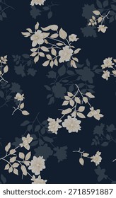 design têxtil manual com belas flores decorativas padrão imagem