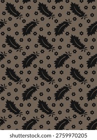 manually textile design with beautiful decotation foliage and small flowers pattern image