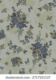 design têxtil manual com belas flores padrão imagem