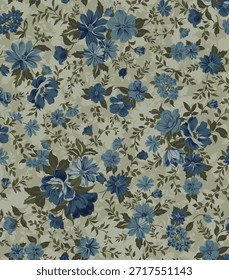 design têxtil manual com belas flores padrão imagem