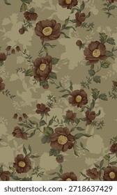 design têxtil manual com belas flores padrão imagem