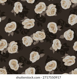 Diseño textil manual con hermosas flores de rosa patrón de Imagen