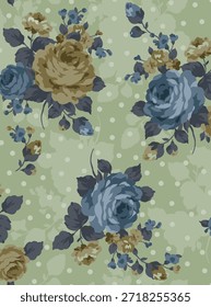 design têxtil manual com belo padrão de flores de rosa 