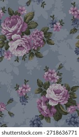 design têxtil manual com belas flores de rosa imagem padrão