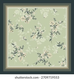 design têxtil manual com belas flores de cachecol padrão imagem
