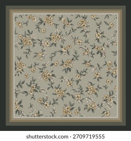 design têxtil manual com belas flores de cachecol padrão imagem