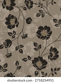 design têxtil manual com bela silhueta flores padrão imagem