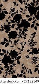design têxtil manual com bela silhueta flores padrão imagem