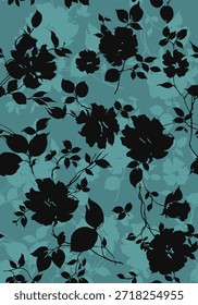 design têxtil manual com bela silhueta flores padrão imagem