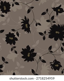design têxtil manual com bela silhueta flores padrão imagem