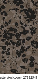 design têxtil manual com bela silhueta flores padrão imagem