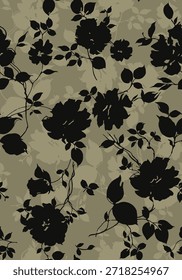 design têxtil manual com bela silhueta flores padrão imagem