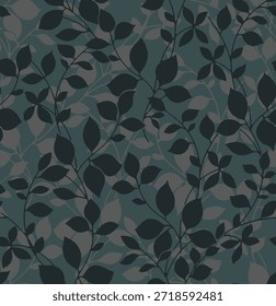 design têxtil manual com bela silhueta padrão de folhagem imagem