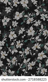 design têxtil manual com bela imagem padrão de flores abstratas