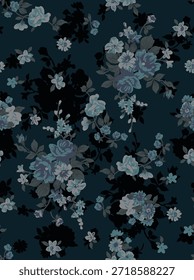 design têxtil manual com bela imagem padrão de flores abstratas
