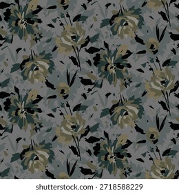 design têxtil manual com bela imagem padrão de flores abstratas
