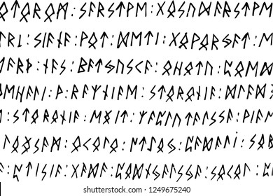 Manually written in the runic alphabet background. Mystical ancient letters, irregular lines, hand writing. Vector illustration