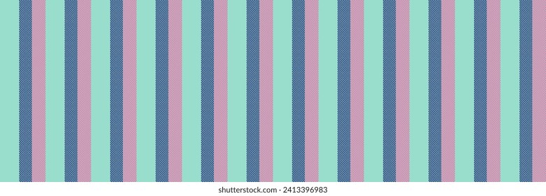 Manufactory background textile vertical, 70s fabric texture stripe. Celebrate vector lines seamless pattern in teal and pink color.