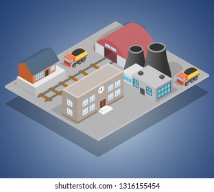 Manufactory concept banner. Isometric banner of manufactory vector concept for web, giftcard and postcard