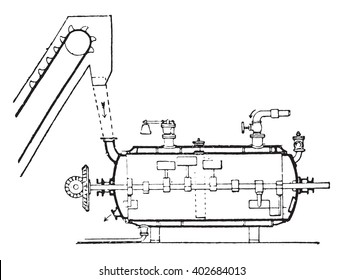 Manufacture of alumina, vintage engraved illustration. Industrial encyclopedia E.-O. Lami - 1875.