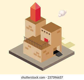 Manufacture Factory building. isometric vector illustration