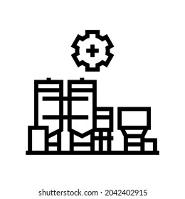 Fabrikmarkensymbol-Vektorgrafik herstellen. Fabrikschild herstellen. isoliertes Kontursymbol