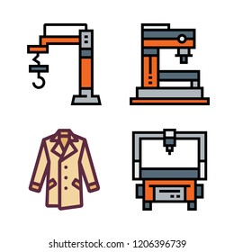manufacture icon set. vector set about industrial robot and coat icons set.