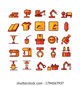 Manufacture icon set vector flat line for website, mobile app, presentation, social media. Suitable for user interface and user experience.