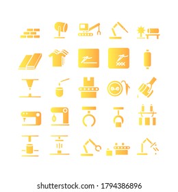 Manufacture icon set vector gradient for website, mobile app, presentation, social media. Suitable for user interface and user experience