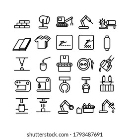 Manufacture icon set vector line for website, mobile app, presentation, social media. Suitable for user interface and user experience.