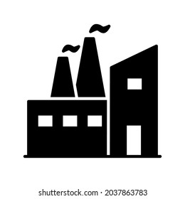 Manufacture industrial factory black vector square icon or silhouette line logo isolated on white vector background sign symbol illustration