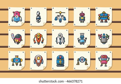 Manufacture robot icons set,eps10