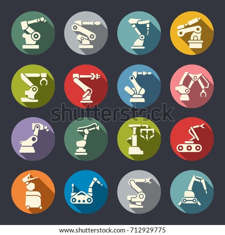 Manufacture robots icon set