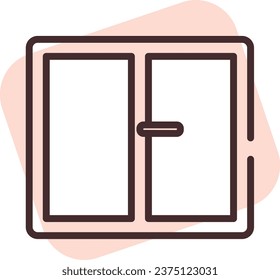 Ventana de fabricación, ilustración o icono, vector sobre fondo blanco.