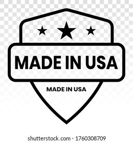 Manufactured or made in USA seal - line art icon for industrial product label