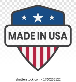 Manufactured or made in USA stamp - flat icon for industrial product label