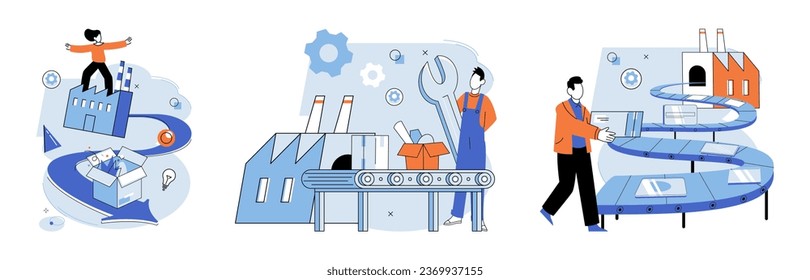 Manufacturer model. Vector illustration. The manufacturer model concept emphasizes importance efficient production systems Strategic planning is essential for maximizing productivity The company aims