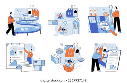 Manufacturer model. Vector illustration. Developing prototype is essential step in startup phase The manufacturing industry plays significant role in economy The manufacturer model metaphor compares