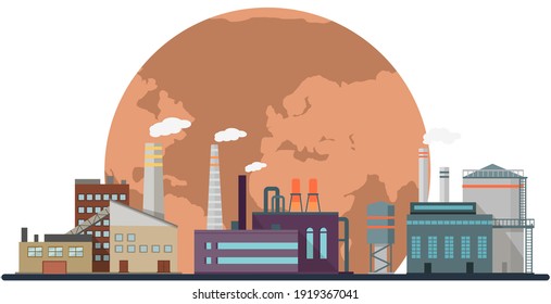 Las manufacturas y las fábricas contaminan el aire y la atmósfera. Las plantas emiten sustancias nocivas, humo y smog de las tuberías. La actividad humana destruye el planeta. El mundo seco, caliente y rojo sufre de contaminación