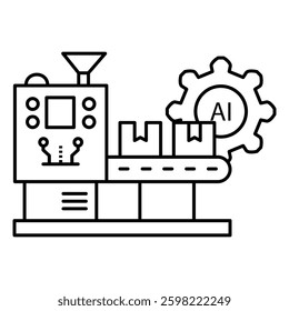 Manufacturing and Ai Automation Production Process Vector Icon design with Editable stroke