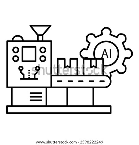 Manufacturing and Ai Automation Production Process Vector Icon design with Editable stroke