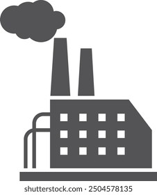 Manufacturing building black icon. Industrial architecture facade