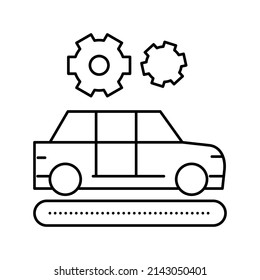 vector de icono de línea de automóvil de fabricación. firma de autos de fabricación. símbolo de contorno aislado ilustración negra