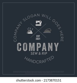 Manufacturing company logo design template. Vector illustration logo template of sewing and rip company. Clothing manufacturing company. manufacturing company logo design template. icons, thread. iron